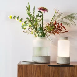 Vaas/Tafellamp Reina Beton en glas