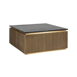Vierkante Salontafel Ironville 90cm, kleur goud / zwart marmer
