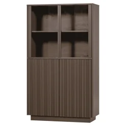 Vitrinekast Nova Grenenhout, 172 x 102cm, kleur Truffel Bruin