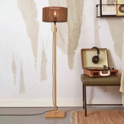 Vloerlamp Iguazu Bamboe en jute, 125cm