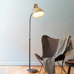 Vloerlamp Imbert, donker bruin-mat zwart