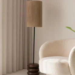 Vloerlamp Kor Acaciahout en jute, 147cm