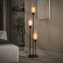 Vloerlamp Luvia Frosted Glas, 3-lamps, kleur Sienna Bruin