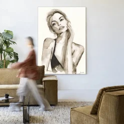 Wandkleed A Womans Face in maat en frame naar keuze