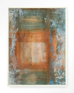 Wandkleed Blue Ocker Abstract 1 in maat en frame naar keuze