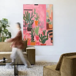 Wandkleed Cactus Party in maat en frame naar keuze