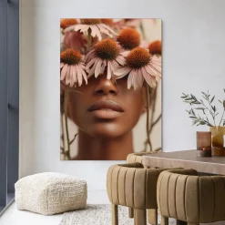 Wandkleed Coneflower in maat en frame naar keuze