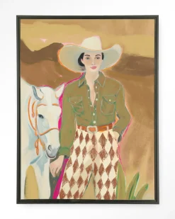 Wandkleed Cowgirl 3 in maat en frame naar keuze