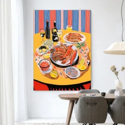 Wandkleed Fruits De Mer in maat en frame naar keuze