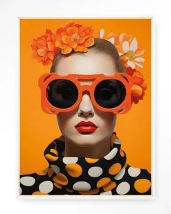 Wandkleed Orange Flower in maat en frame naar keuze