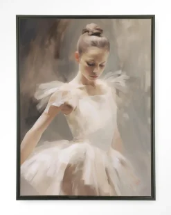 Wandkleed Posing Ballerina in maat en frame naar keuze