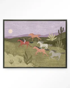 Wandkleed Running Horses in maat en frame naar keuze