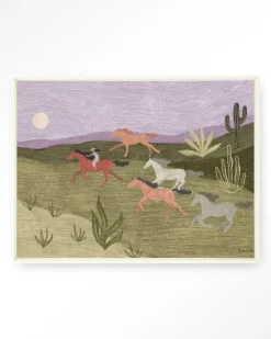 Wandkleed Running Horses in maat en frame naar keuze