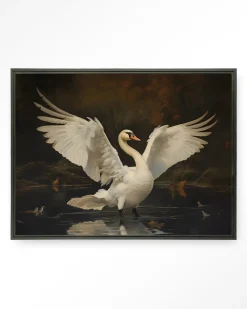 Wandkleed Swan Lake in maat en frame naar keuze