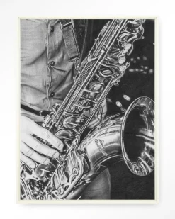 Wandkleed The Man With The Sax in maat en frame naar keuze