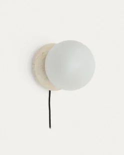 Wandlamp Malachi Travertin en glas