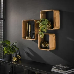 Wandplank Grover Acaciahout, Set van 3 stuks
