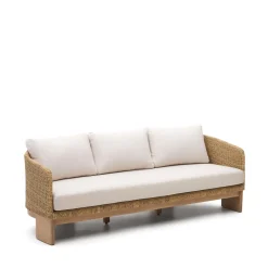 3-zits Loungebank Xoriguer Rattan en eucalyptushout