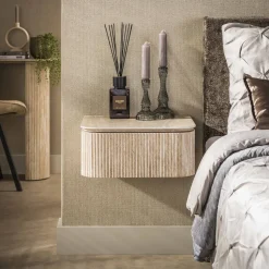 Zwevend Nachtkastje Laycie Keramiek in Travertin-look, Met 1 lade